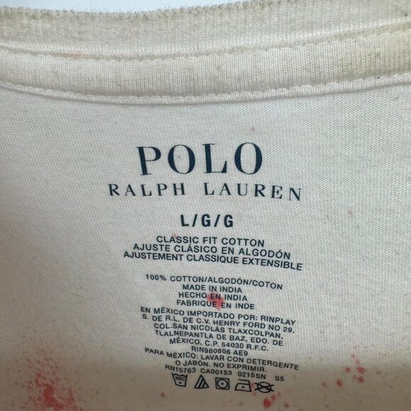 Polo Ralph Lauren T-Shirt L Distressed Paint Splatter Grunge DIY Sleeveless Tee - Picture 2 of 4
